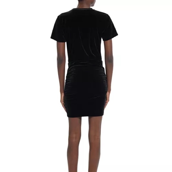 The Kooples Short Sleeve whimsigoth grunge black Velvet Rouched Mini Dress - Picture 2 of 9